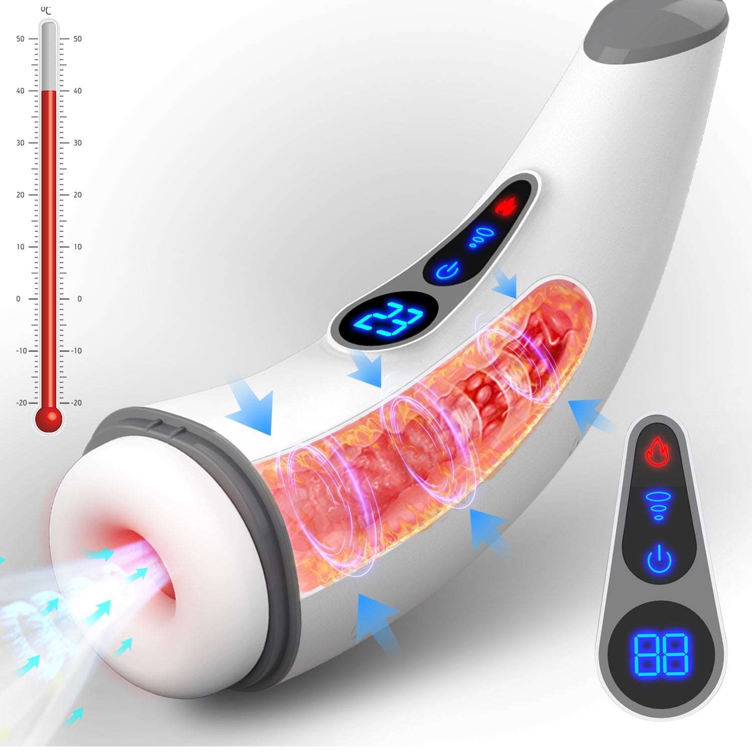 Lurevibe - 007 PRO 9-Frequency Suction 9-Frequency Vibration Heating and Sound-Enabled Male Masturbator - Lurevibe