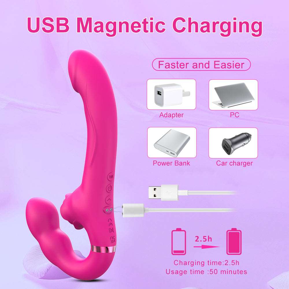 Lurevibe - 3-in-1 Rose Clit Stimulator Dual Motor Shock Panty Vibrator - Lurevibe