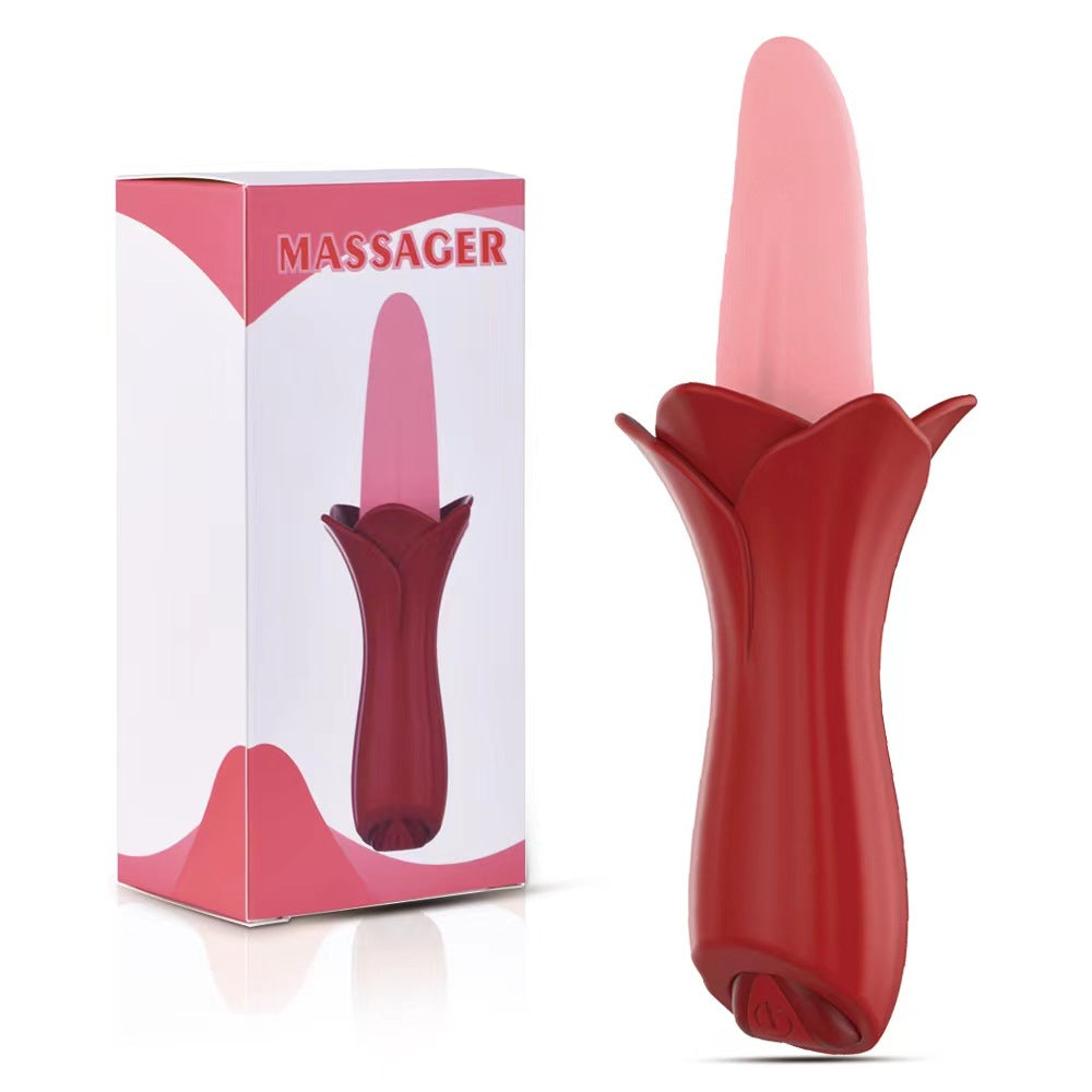 Lurevibe - Rose Tongue Vibrating Stick Vaginal Licking Clitoris Stimulator - Lurevibe