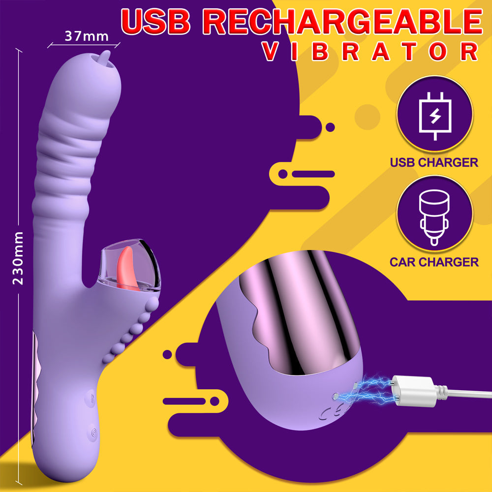 Lurevibe - Small Dinosaur Vibrator - Multi-frequency Telescopic Tongue Sucking Clit Stimulation Vibrator - Lurevibe