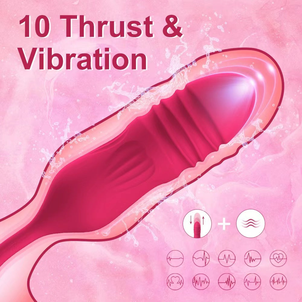 Lurevibe - Rose Toy Vibrator Female Telescopic Egg Jumping Tongue Licker Sex Toys - Lurevibe