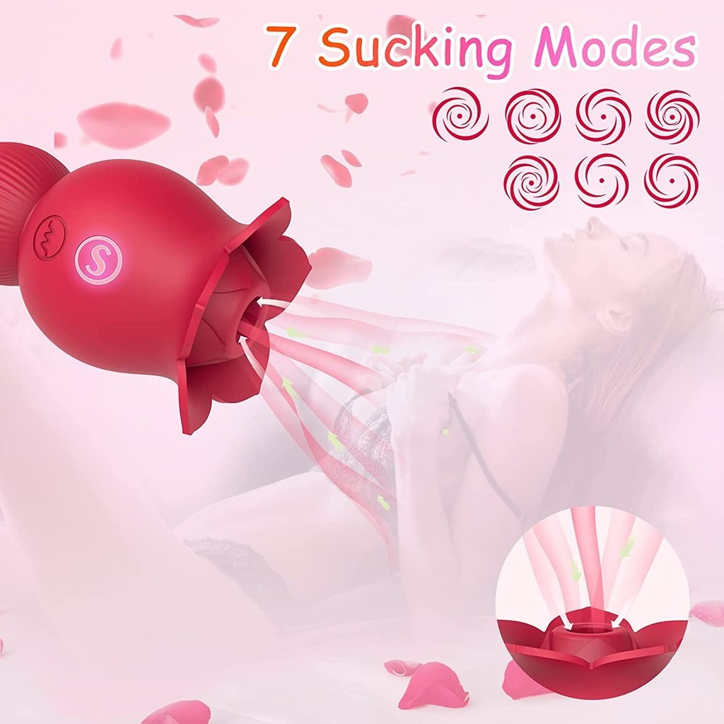 Lurevibe - Rose Sucking and Tongue Vibrator 2 in 1 Rose Toy - Lurevibe