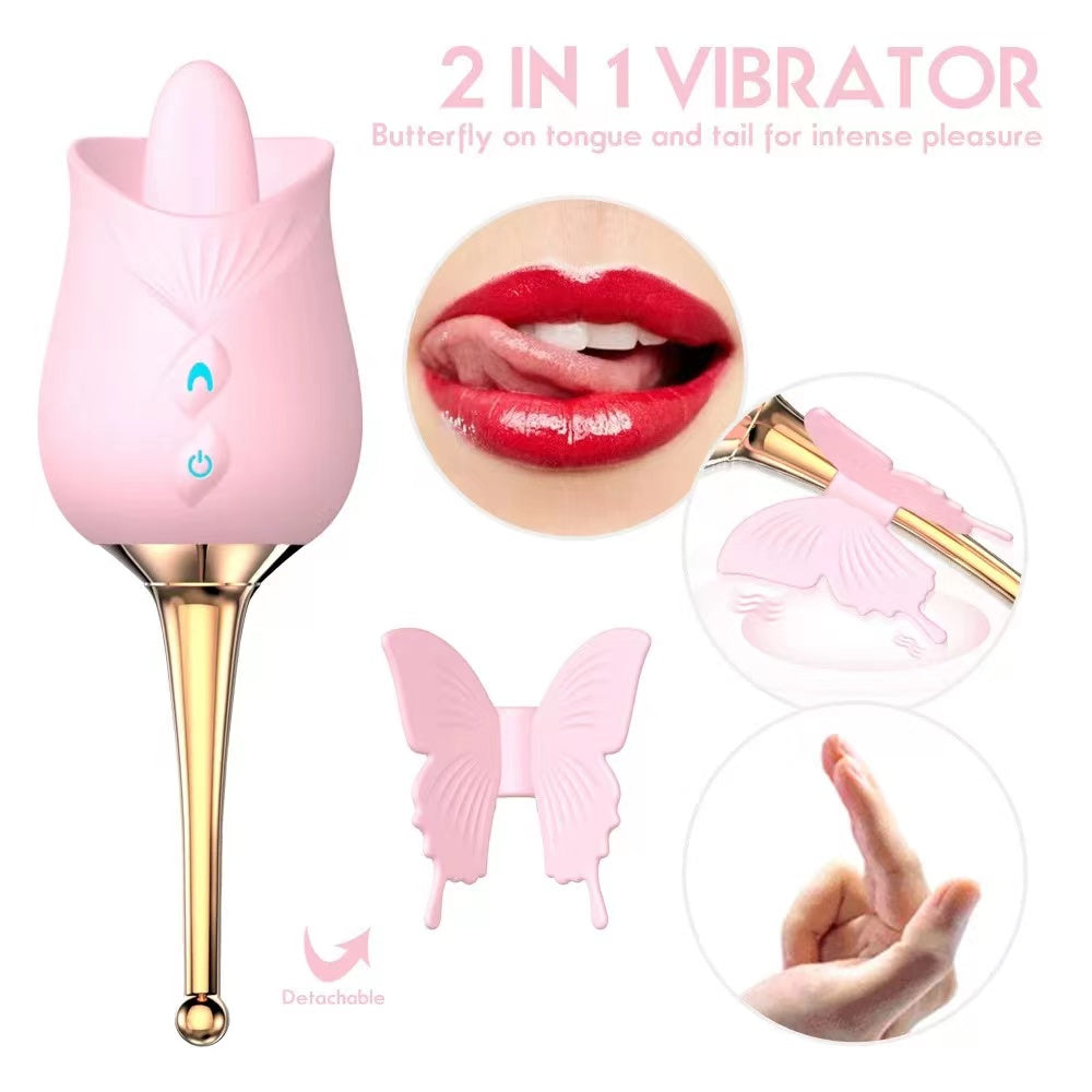 Lurevibe - 10-Frequency Vibration Tongue Licking Rose Vibrator - Lurevibe