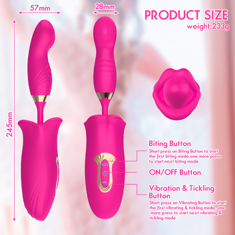 Lurevibe - Rose Muncher Bite Vibrator G Spot Clitoris Stimulator Vagina Sucking Masturbator - Lurevibe