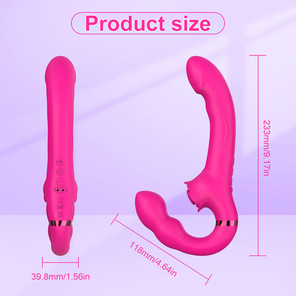 Lurevibe - 3-in-1 Rose Clit Stimulator Dual Motor Shock Panty Vibrator - Lurevibe