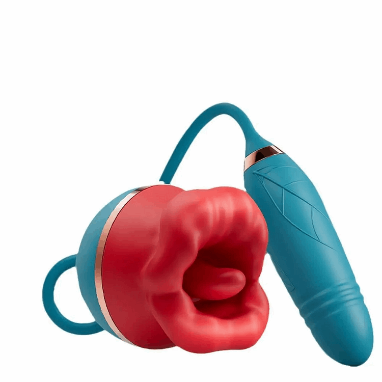 Lurevibe - 3 In1 Big Mouth Sucking Tongue Licking Vibrator & Thrusting Bullet Vibrator