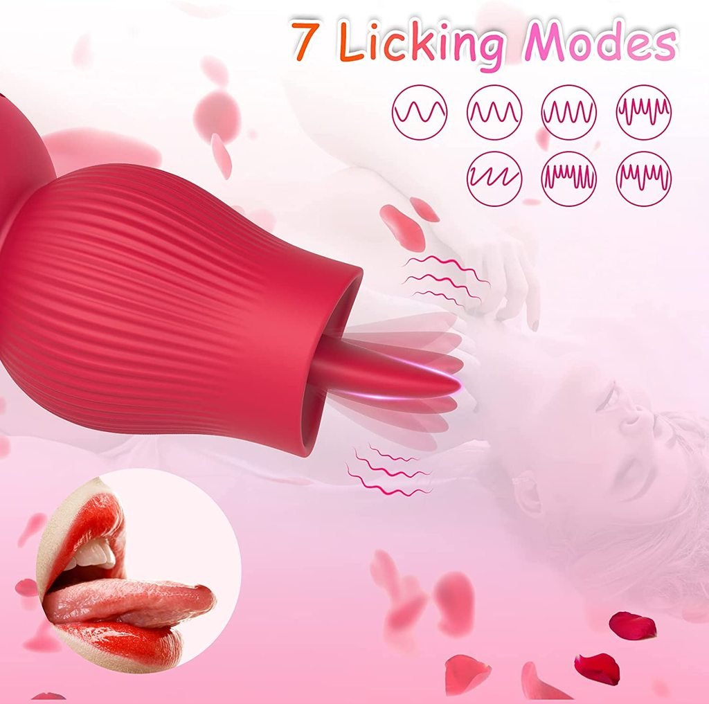 Lurevibe - Rose Sucking and Tongue Vibrator 2 in 1 Rose Toy - Lurevibe