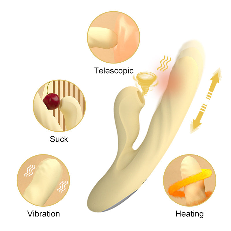 Lurevibe - 7-Speed Suction 10-Speed Telescopic Automatic Heating Female Masturbator - Lurevibe