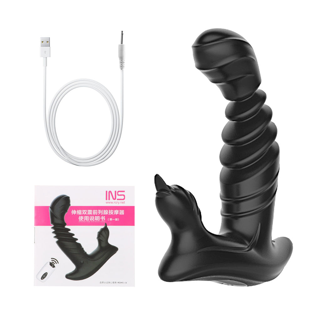 Lurevibe - Telescopic Prostate Massager For Men And Women Double Shock Masturbation G-spot Vestibule Anal Plug Sex Toy Wholesale - Lurevibe