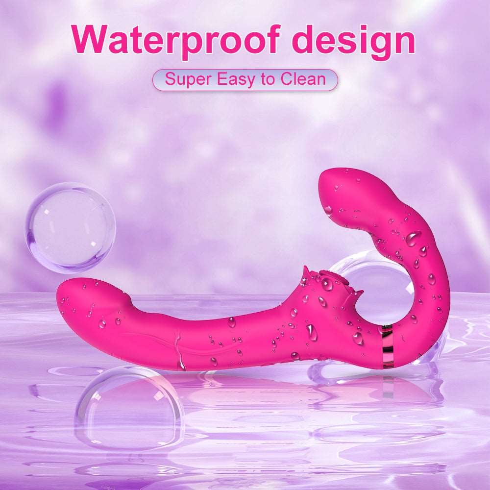 Lurevibe - 3-in-1 Rose Clit Stimulator Dual Motor Shock Panty Vibrator - Lurevibe