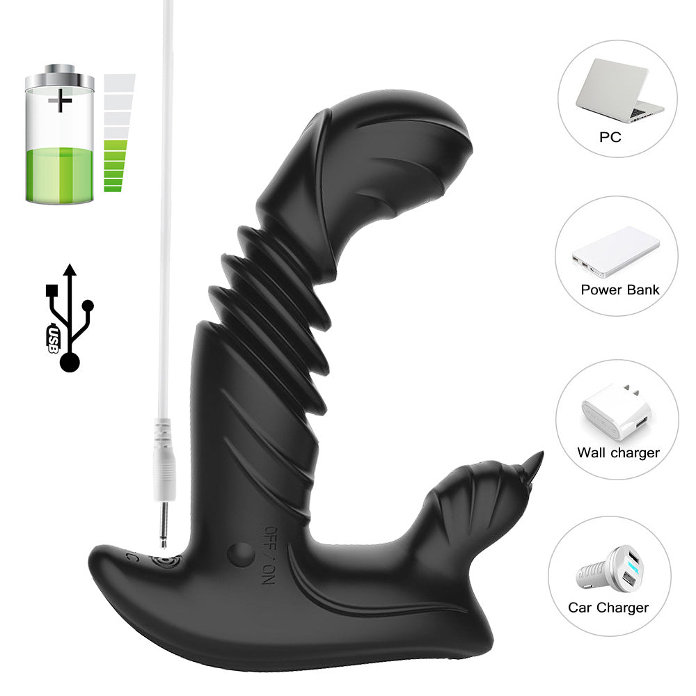 Lurevibe - Telescopic Prostate Massager For Men And Women Double Shock Masturbation G-spot Vestibule Anal Plug Sex Toy Wholesale - Lurevibe