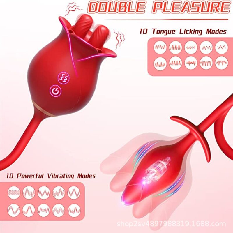 Lurevibe - Romeo Double-pistil Tongue-licking Rose Toy With Vibrating Anal Plug - Lurevibe