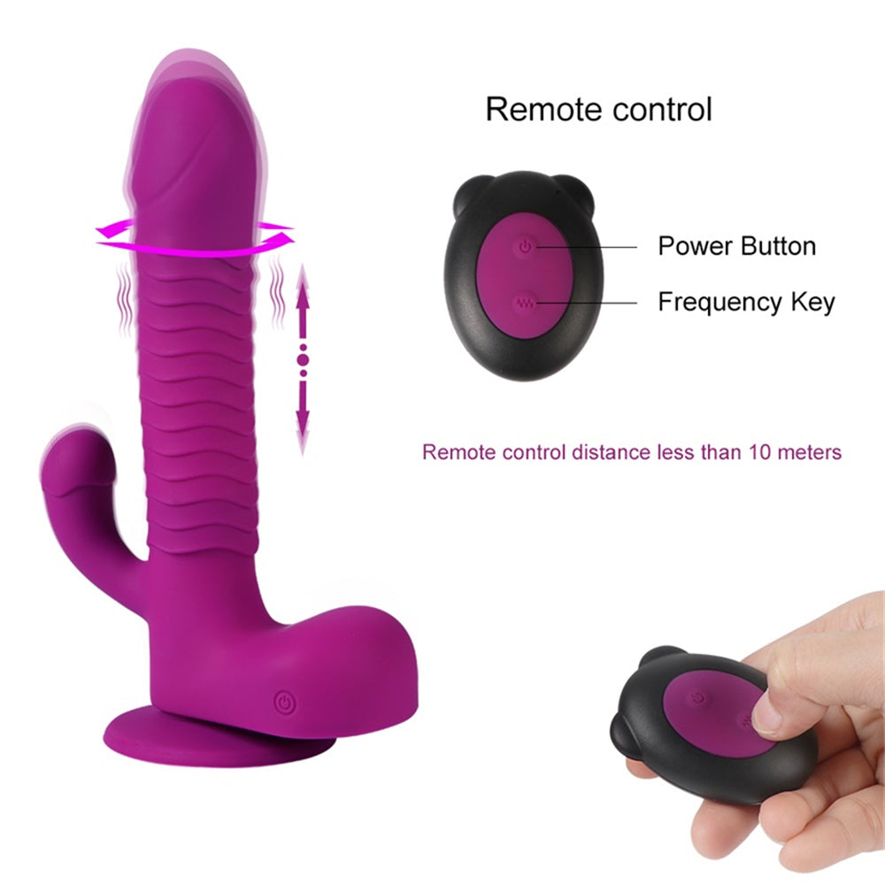 Lurevibe - 360 Degree Rotating Telescopic Dildo Vibrator With Suction Cup Wireless Remote Control - Lurevibe