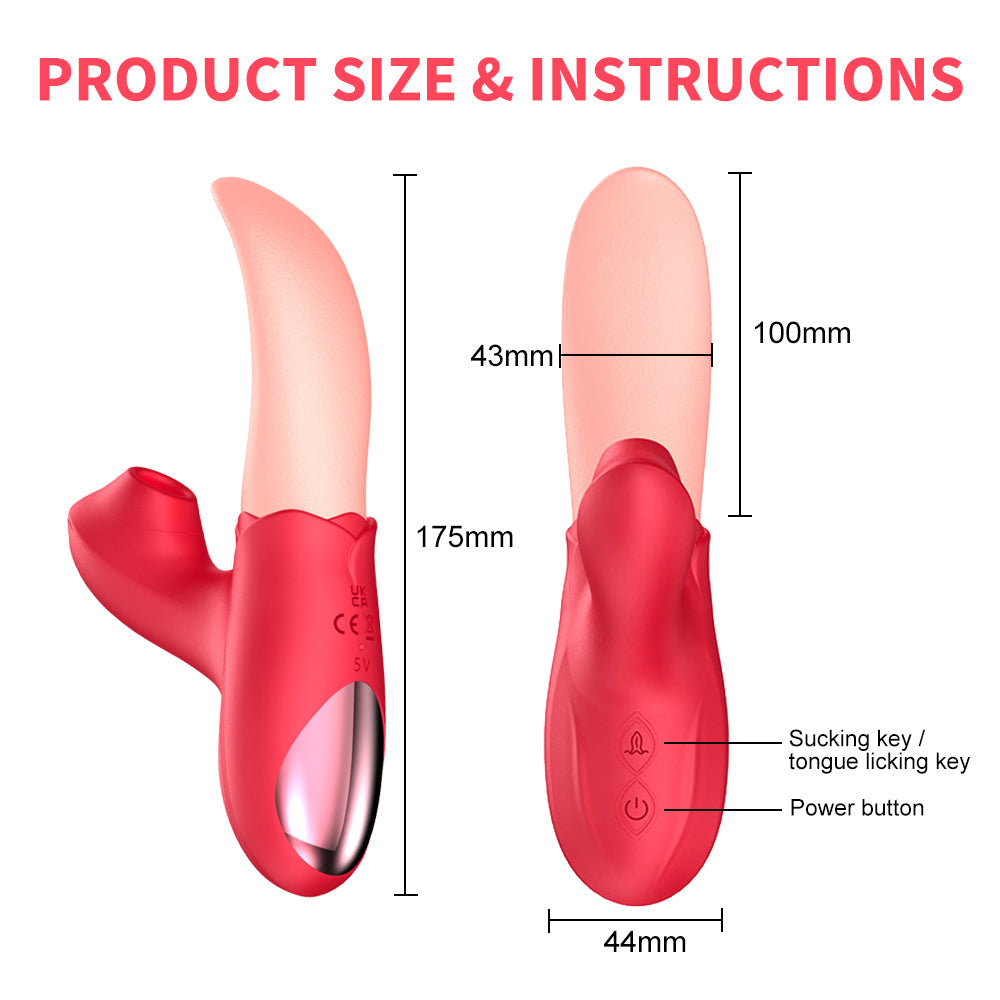 Lurevibe - Rose Generation Ⅱ Tongue Licking Vibrator Clit Sucking G Spot Stimulator Nipple Massager - Lurevibe