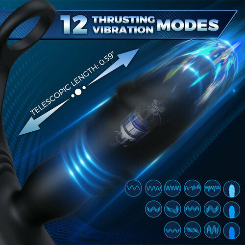 Lurevibe -  3 -Thrusting & 12 -Vibrating Cock Rings Prostate Massager - Lurevibe