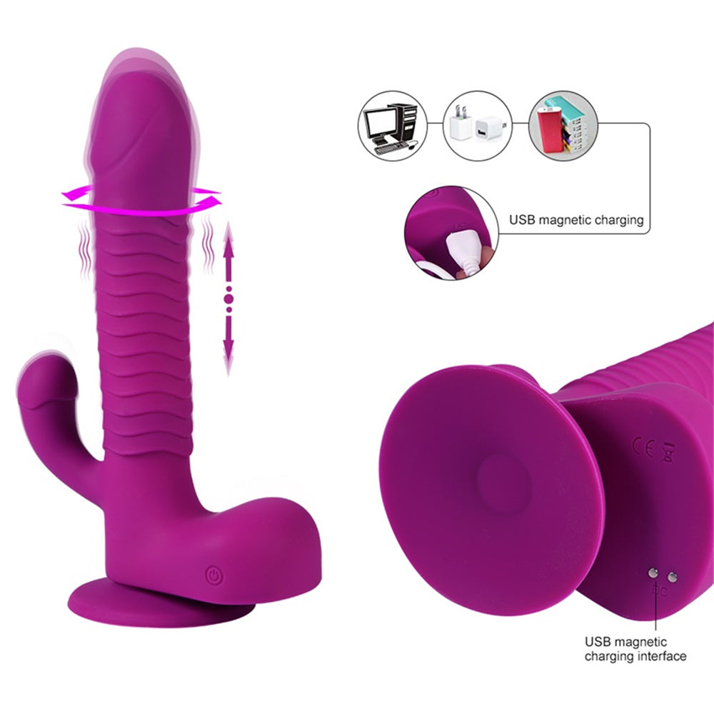 Lurevibe - 360 Degree Rotating Telescopic Dildo Vibrator With Suction Cup Wireless Remote Control - Lurevibe