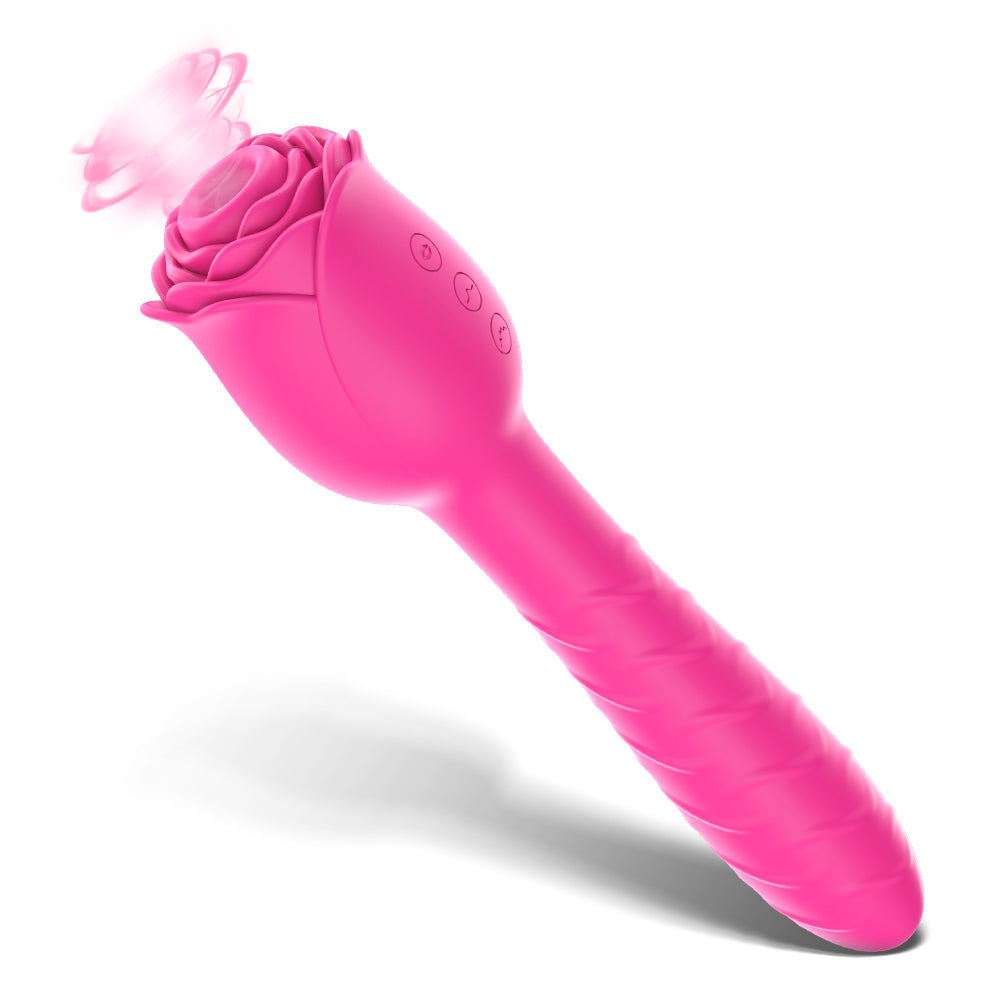 Lurevibe - D3621 Scarlet 3-in-1 Telescopic Sucking And Shocking Handle Rose Vibrator - Lurevibe