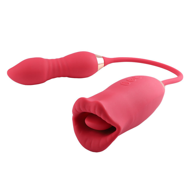 Lurevibe - Rose Muncher Scarlet Rose kiss 3-in-1 Bitting & Thrusting Vibrator - Lurevibe