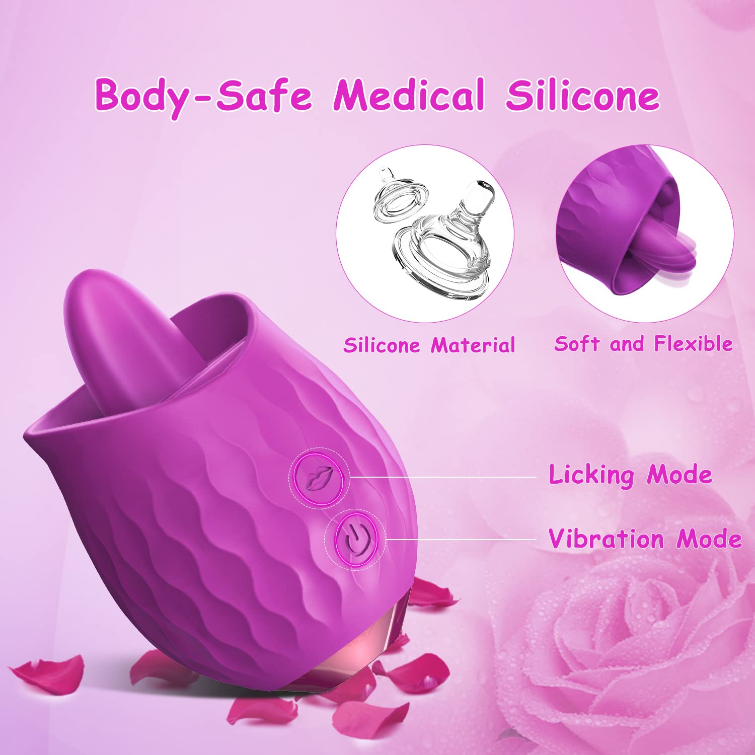 Lurevibe -Rose Toy Vibrator For Wome Clitoral Tongue Licking Vibrator - Lurevibe