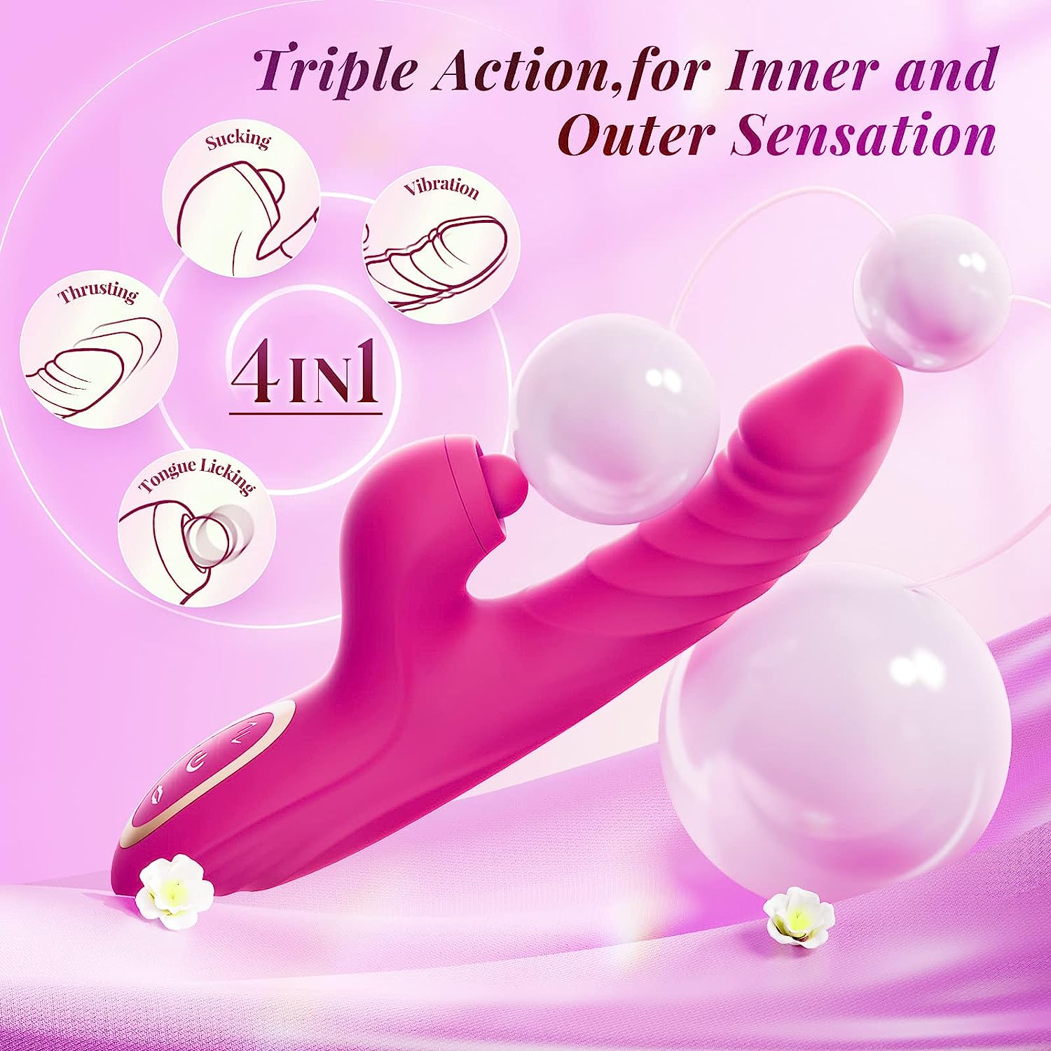 Lurevibe - Thrusting Dildo Rabbit Vibrator for Women, Sex Toys Thrusting Vibrator Clitoris Stimulator with 10 Vibrations, 7 Thrusting Modes with Licking, G-spot Vibrators, Sex Toy for Women Couples Pleasure - Lurevibe