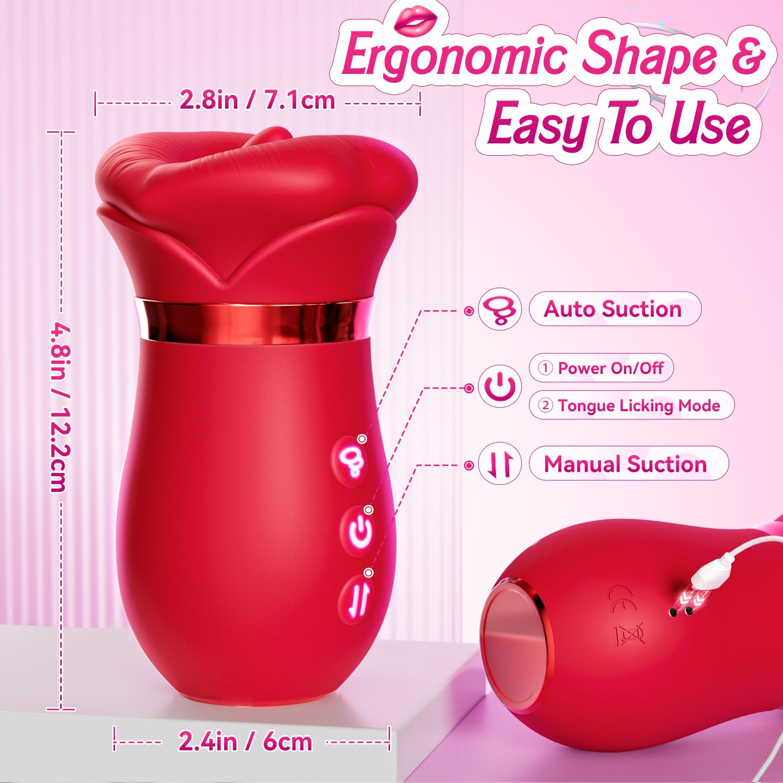 Lurevibe - 4IN1 Mouth Sucking Vibrator Rose Sex Toy - Lurevibe