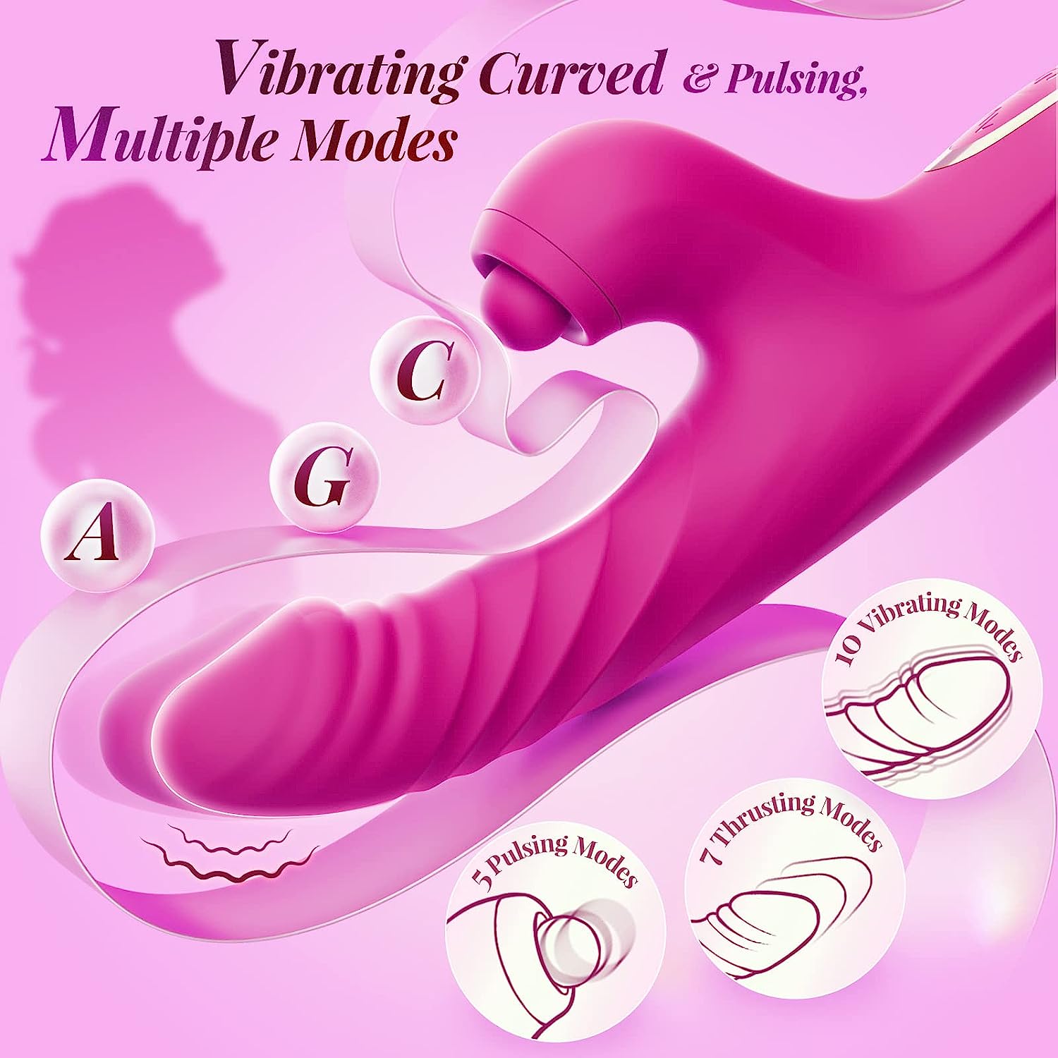 Lurevibe - Thrusting Dildo Rabbit Vibrator for Women, Sex Toys Thrusting Vibrator Clitoris Stimulator with 10 Vibrations, 7 Thrusting Modes with Licking, G-spot Vibrators, Sex Toy for Women Couples Pleasure - Lurevibe