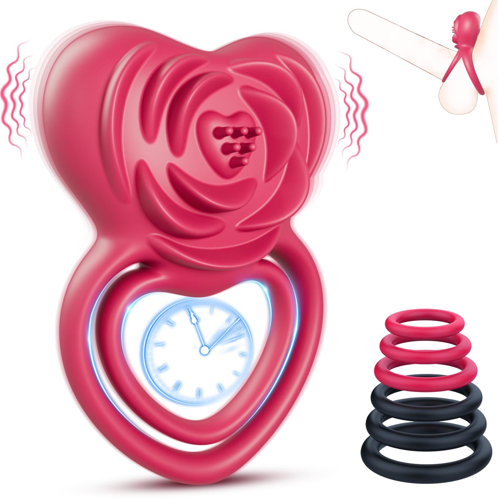 Lurevibe - 2 in 1 Vibrating Cock Ring Rose Vibrator - Lurevibe