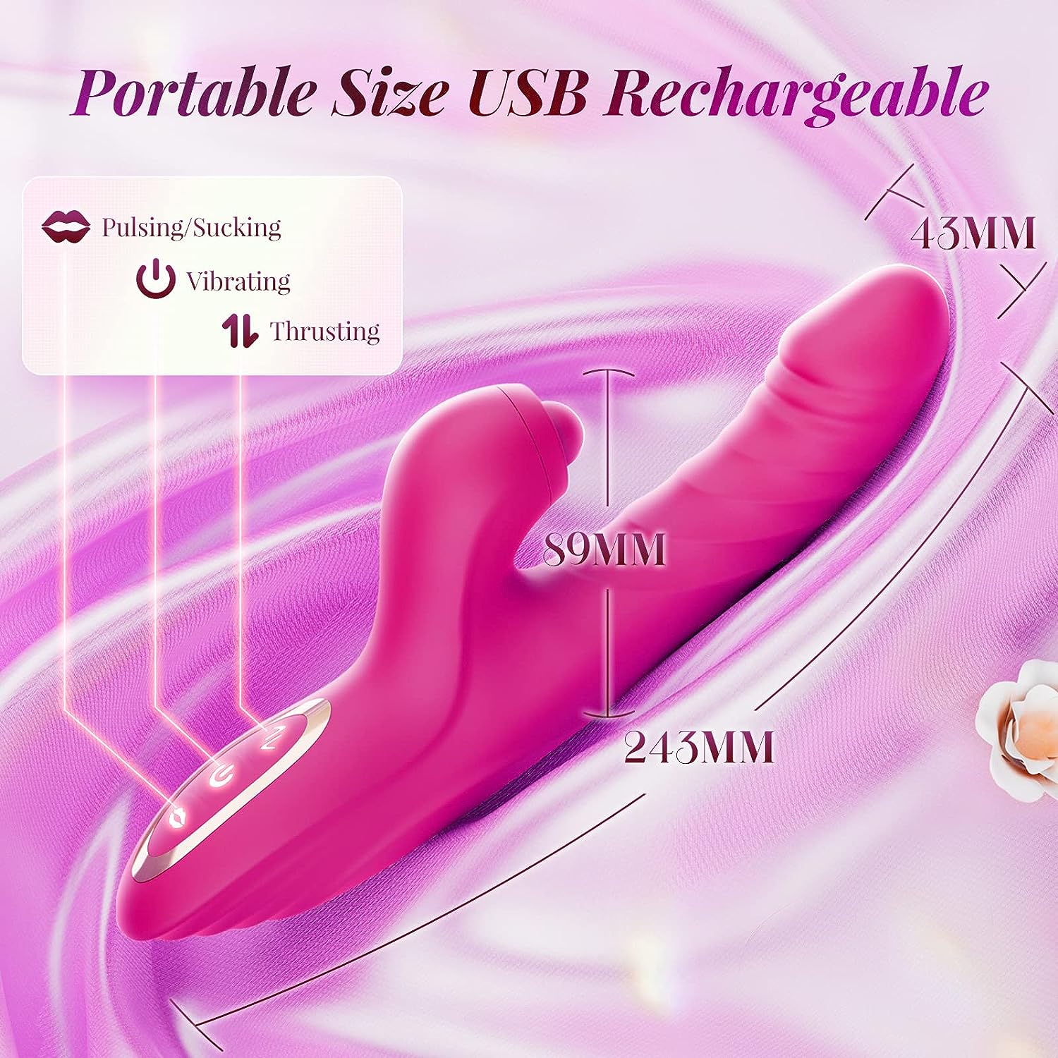 Lurevibe - Thrusting Dildo Rabbit Vibrator for Women, Sex Toys Thrusting Vibrator Clitoris Stimulator with 10 Vibrations, 7 Thrusting Modes with Licking, G-spot Vibrators, Sex Toy for Women Couples Pleasure - Lurevibe