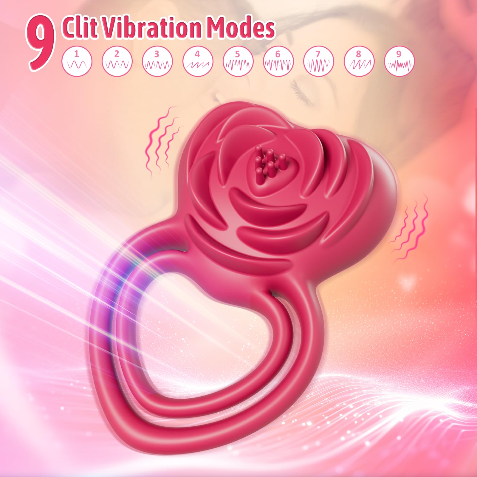 Lurevibe - 2 in 1 Vibrating Cock Ring Rose Vibrator - Lurevibe