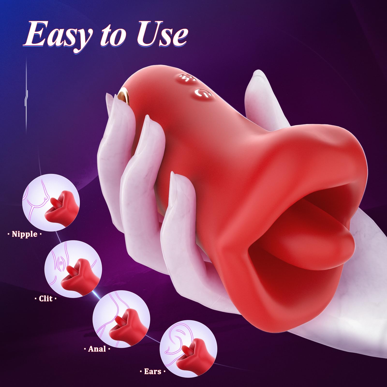 Lurevibe - 3IN1 Handle Mouth-Shaped 10 Tongue Licking Kissing - Lurevibe