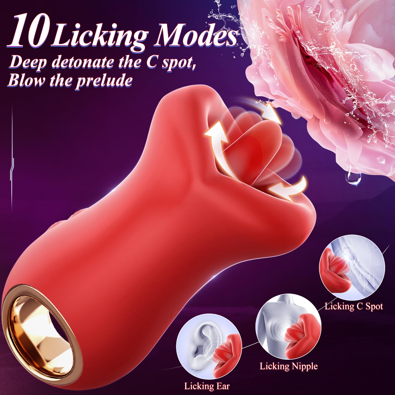 Lurevibe - 3IN1 Handle Mouth-Shaped 10 Tongue Licking Kissing - Lurevibe