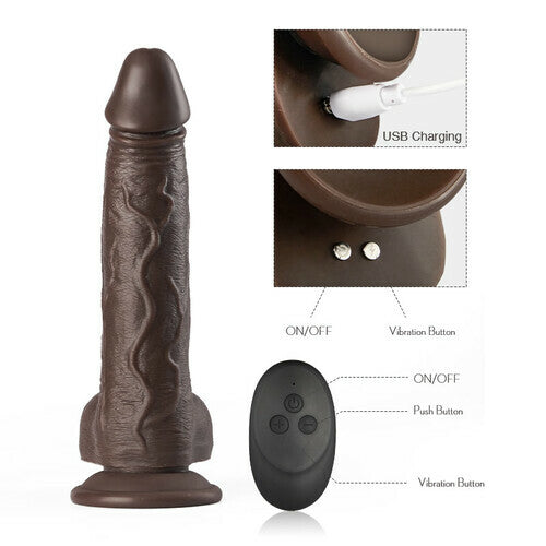 Lurevibe - K05 Emulated Black Coffee Masculine Wireless Telescopic Rotating Vibrating Rod - Lurevibe