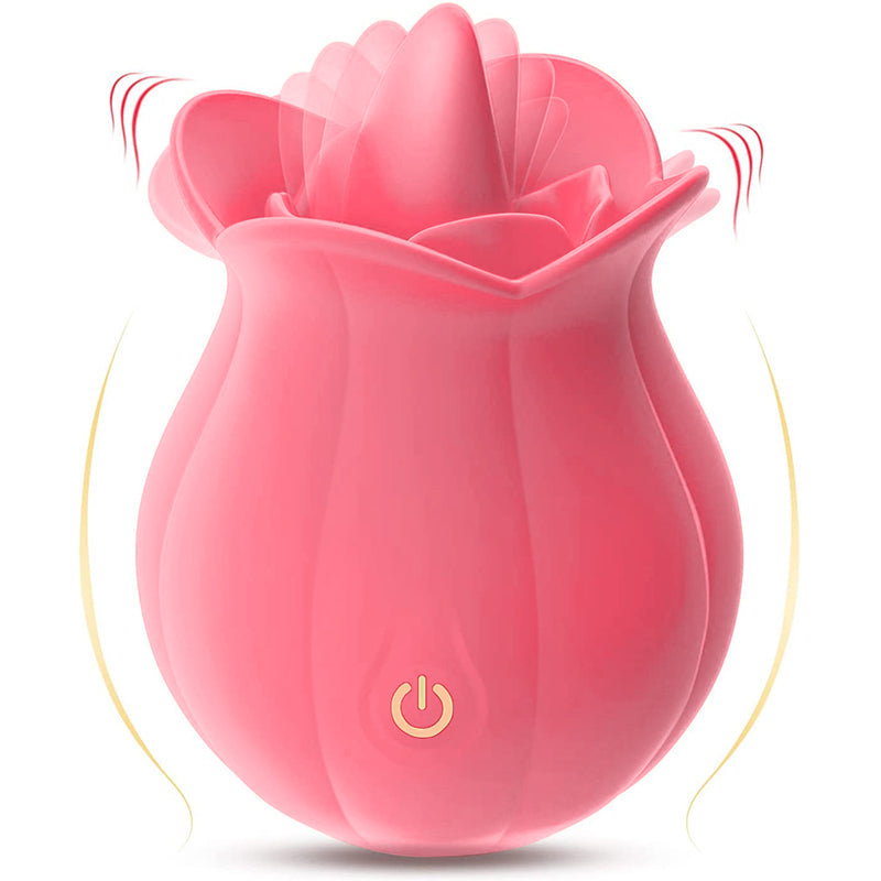 Lurevibe - 10 Speeds Rose Vibrator With Tongue - Lurevibe