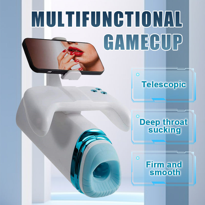 Lurevibe - Game Cup Pro Heating Thrusting Vibrating Penis Stroker With Handles And Phone Holder - Lurevibe