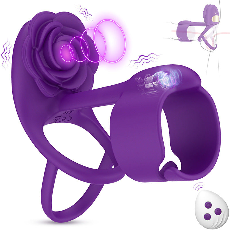 Lurevibe - 3 IN 1 Vibrating Rose Penis Ring with 10 Vibration - Lurevibe