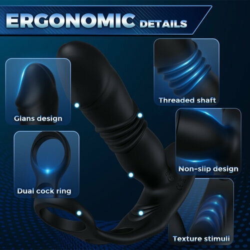 Lurevibe -  3 -Thrusting & 12 -Vibrating Cock Rings Prostate Massager - Lurevibe