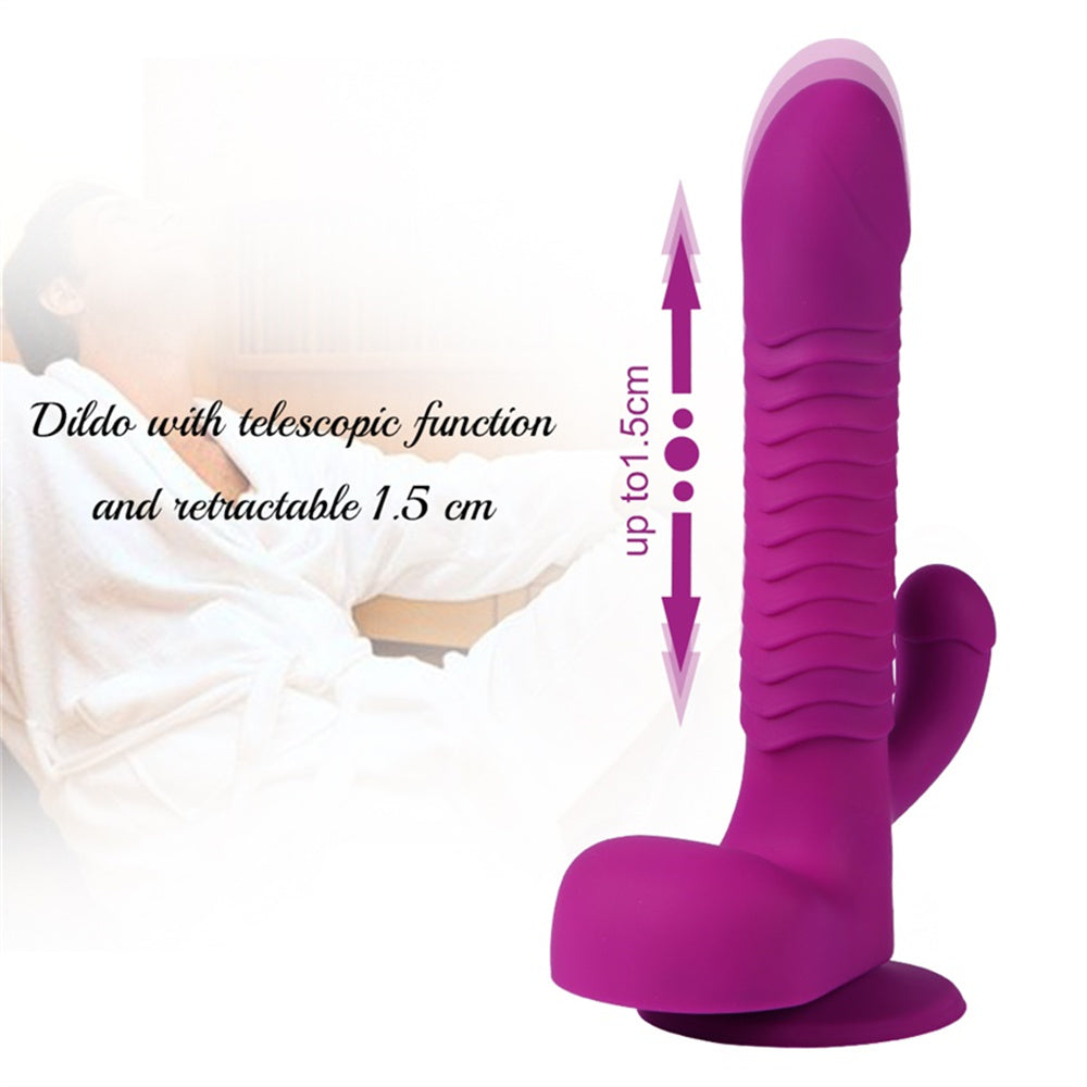 Lurevibe - 360 Degree Rotating Telescopic Dildo Vibrator With Suction Cup Wireless Remote Control - Lurevibe