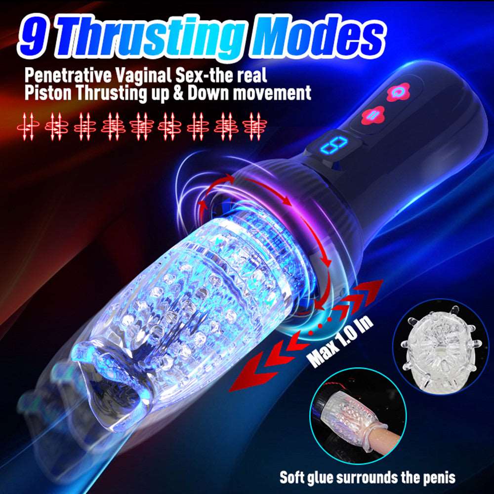 Lurevibe - 4.0 Version Torch 9 *9 Thrusting Rotating Penis Stroker Male Rose Toy