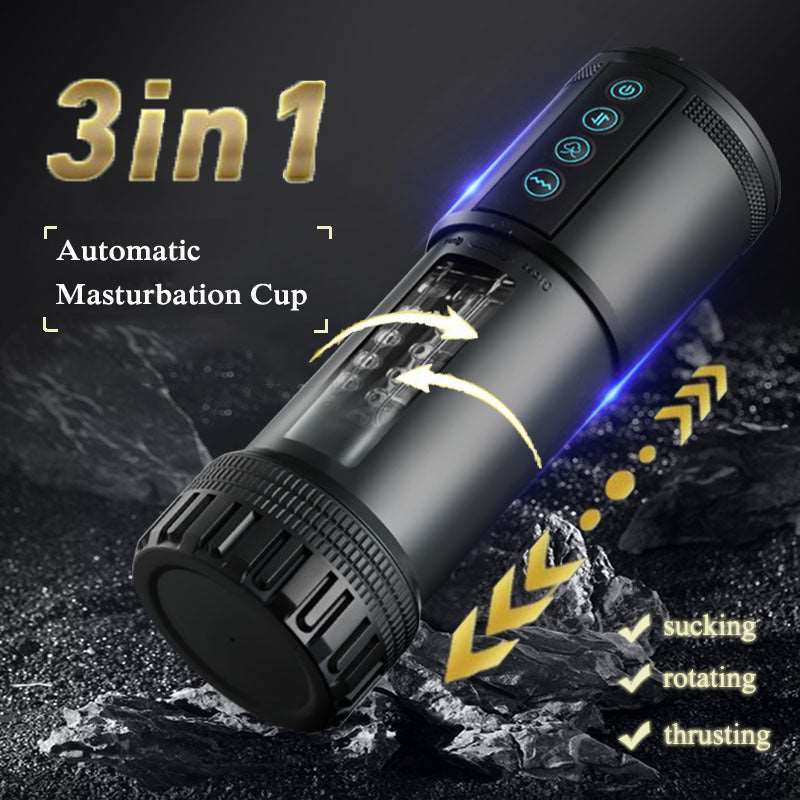 Lurevibe - Black Panda Adams 5 Sucking 5 Telescoping 10 Vibrating Oral Sex Masturbation Cup - Lurevibe