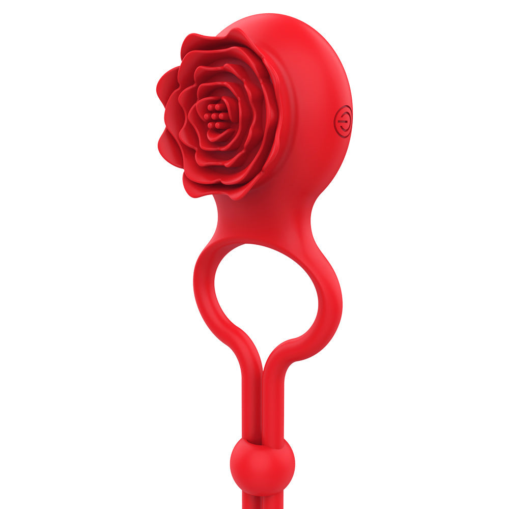 Lurevibe - Rose Ring Locking Vibrating Penis Ring Couple Toy - Lurevibe