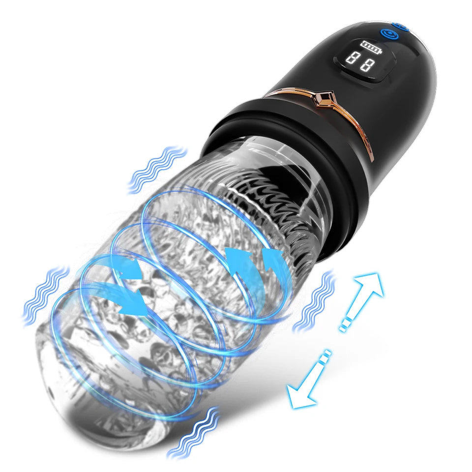 Lurevibe - Gawk Gawk 9000 LED Automatic Electric Piston Rotating Sucker Male Blowjob Masturbator - Lurevibe