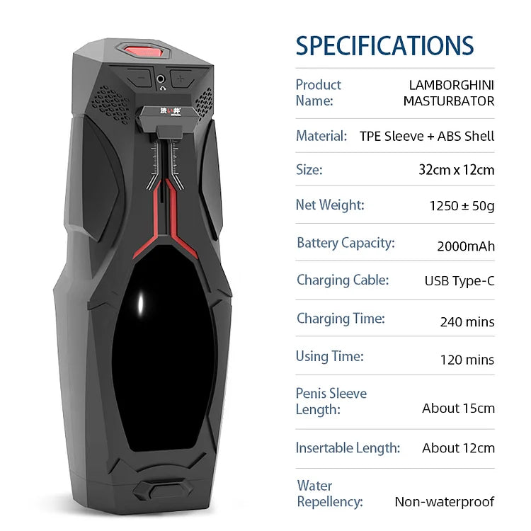 Lurevibe - Lamborghini Automated Penetration Intelligent Pleasure Cup with Magnetic Key Lock - Lurevibe