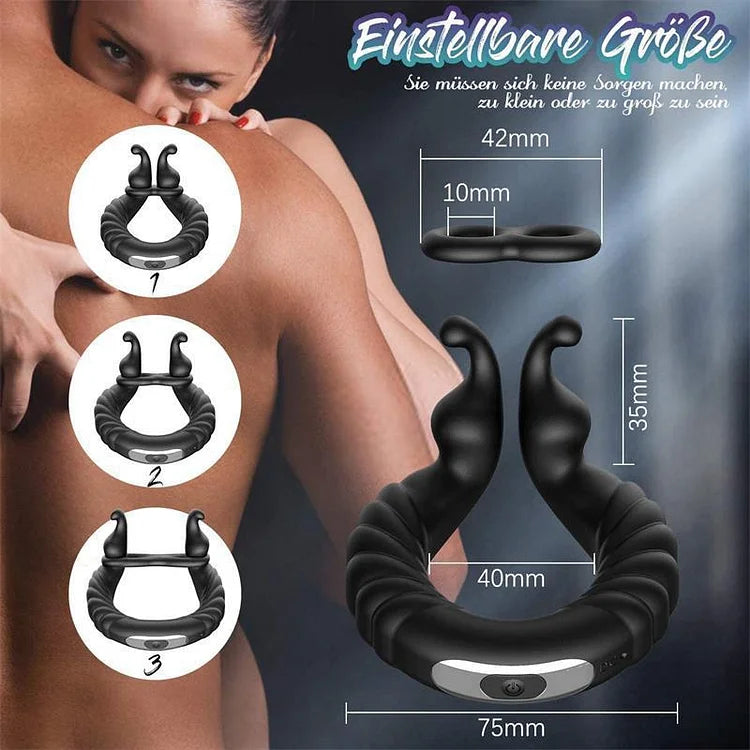 Lurevibe - Vibrating Dual Penis Ring Dildo Stretchy Cock Ring - Lurevibe