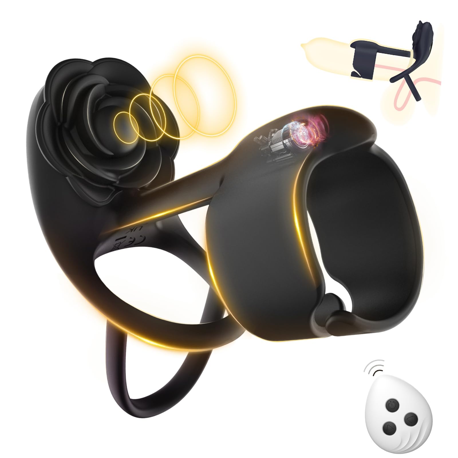 Lurevibe - 3 IN 1 Vibrating Rose Penis Ring with 10 Vibration - Lurevibe