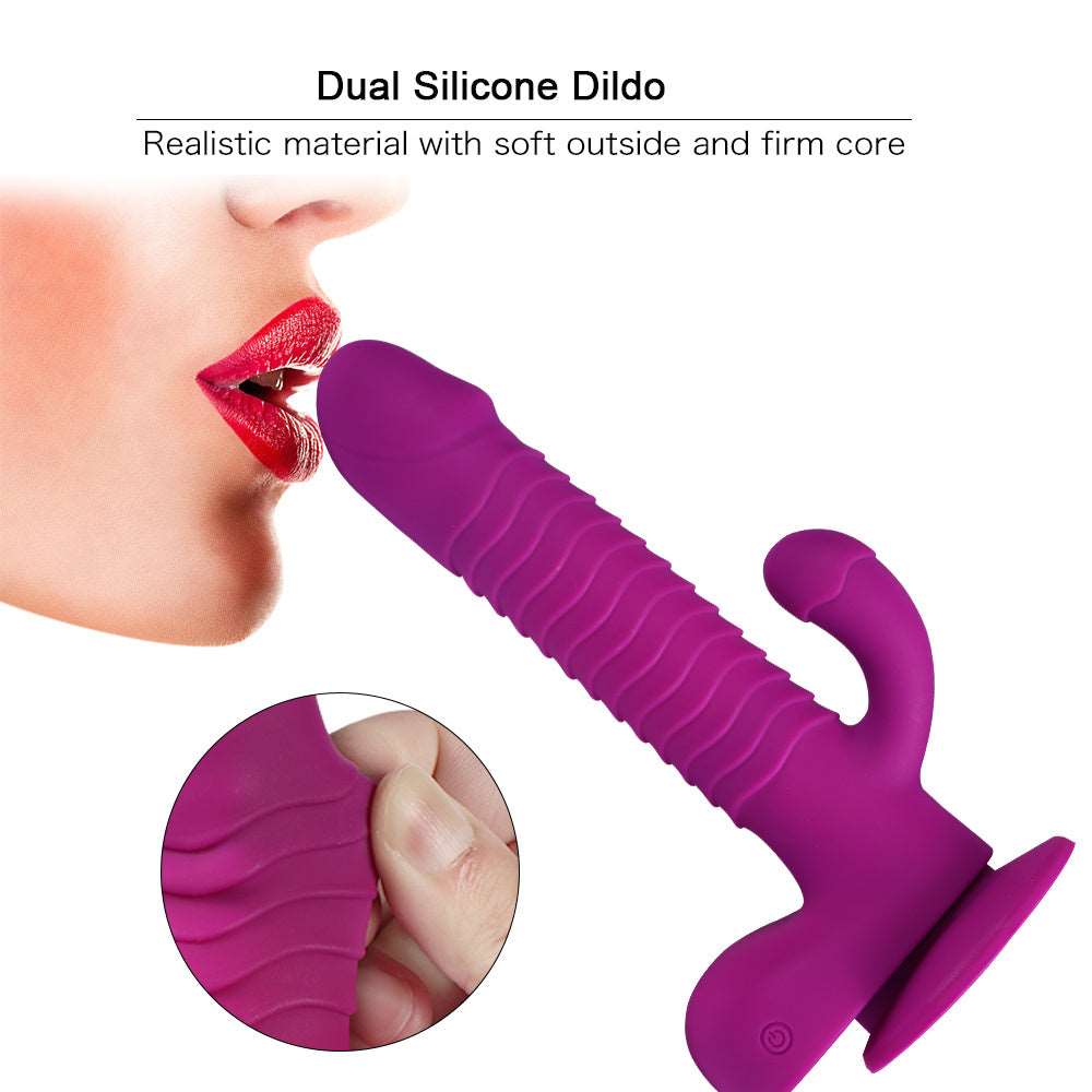 Lurevibe - 360 Degree Rotating Telescopic Dildo Vibrator With Suction Cup Wireless Remote Control