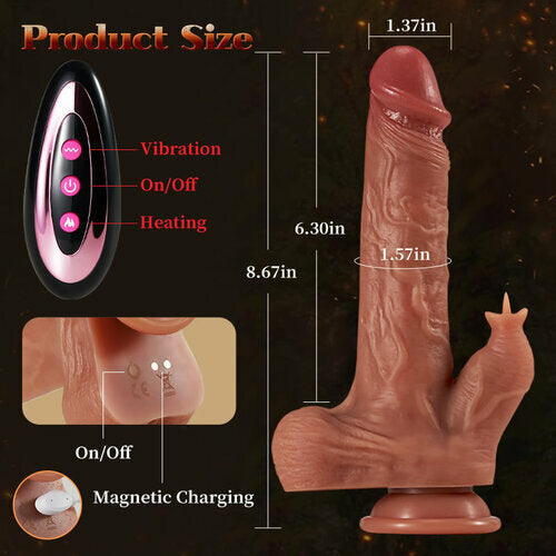 Lurevibe - Reed 9 Vibrating Tongue Licking 3 Thrusting & Swing Heating 8.67 Inch Realistic Dildo - Lurevibe