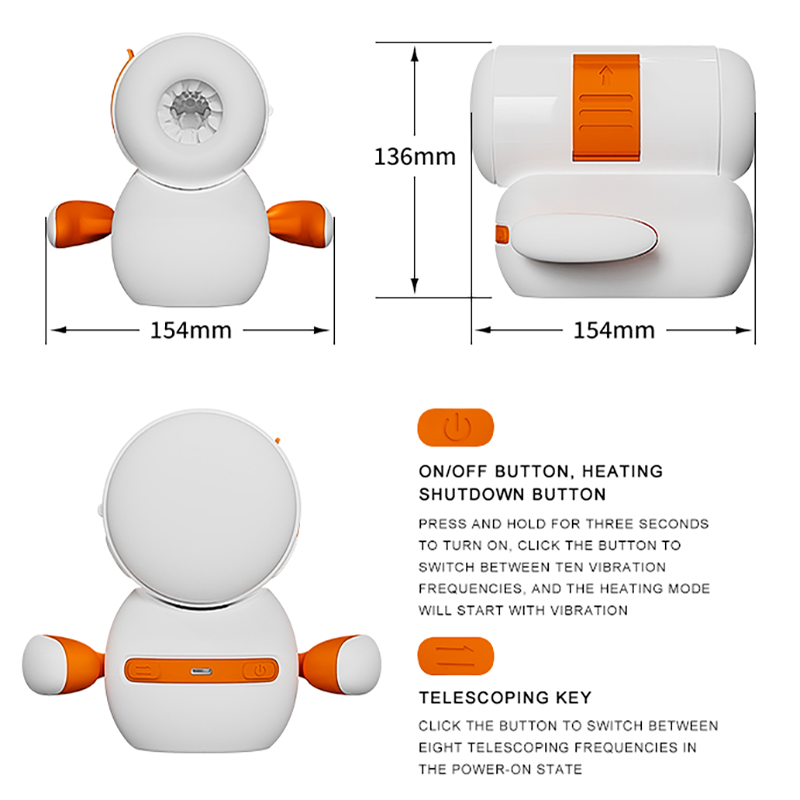 Lurevibe - USB Type-C Rechargeable Male Masturbator with Heating Function and 7-Frequency Telescopic Movements - Lurevibe