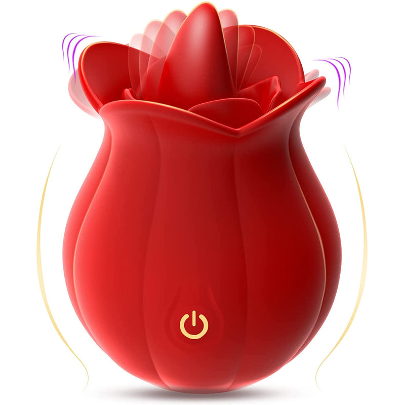 Lurevibe - 10 Speeds Rose Vibrator With Tongue - Lurevibe