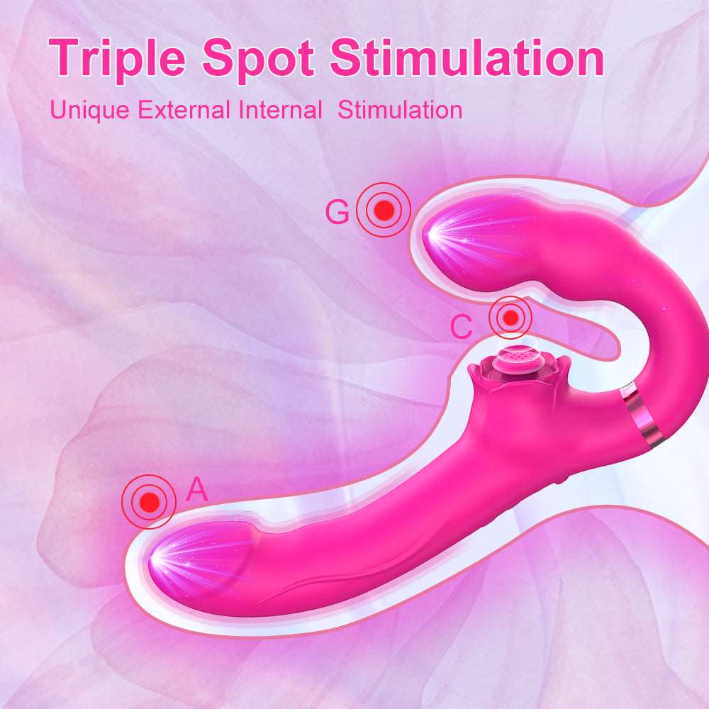 Lurevibe - 3-in-1 Rose Clit Stimulator Dual Motor Shock Panty Vibrator - Lurevibe