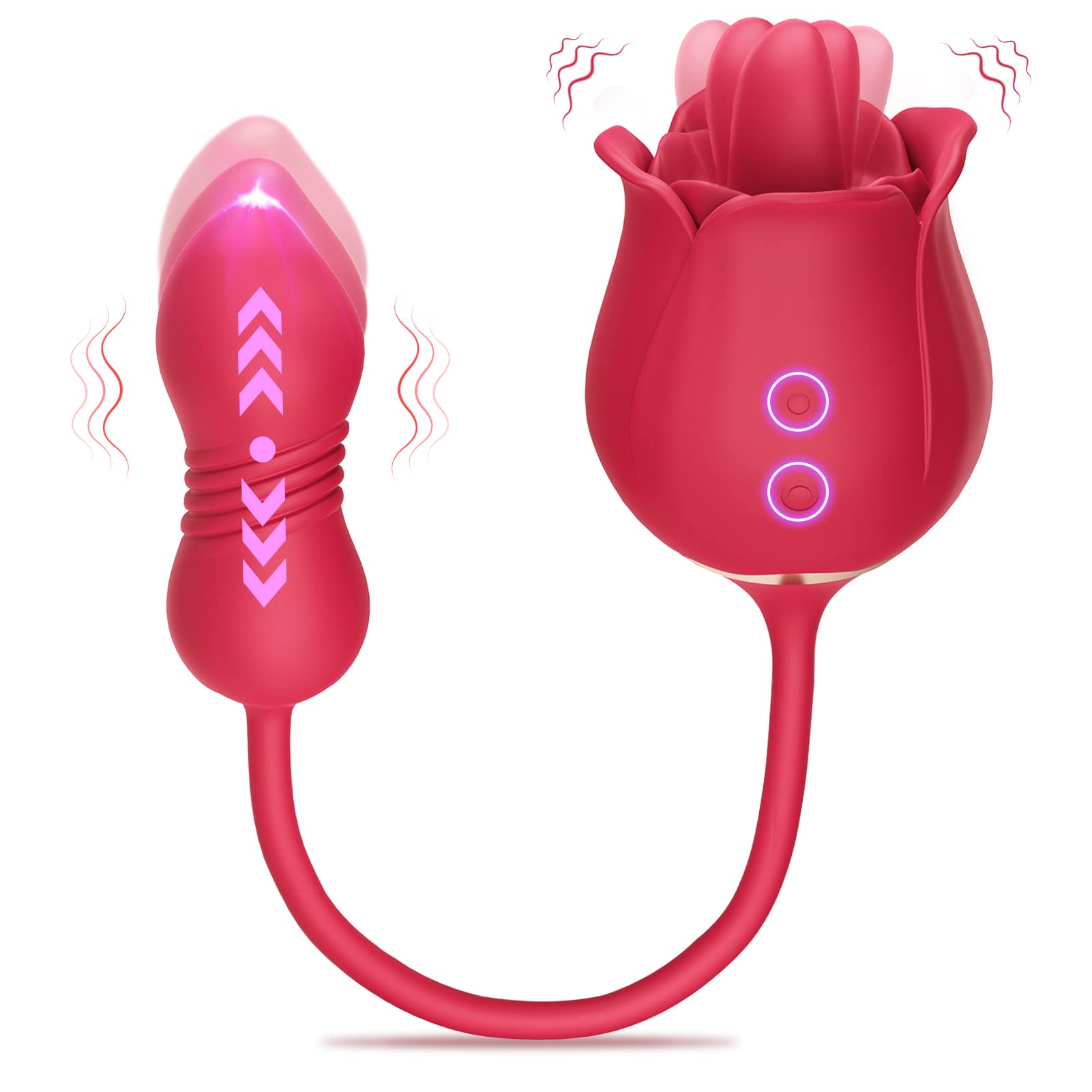 Lurevibe - Rose Toy Vibrator Female Telescopic Egg Jumping  Tongue Licker Sex Toys - Lurevibe